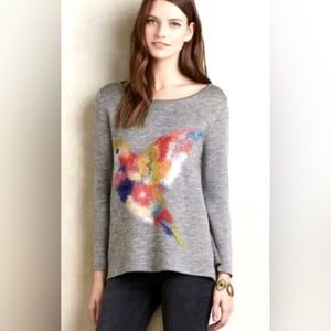 ANTHROPOLOGIE STELLA HOFFMAN HUMMINGBIRD WOOL SWEATER.